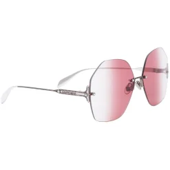 Alexander McQueen - Jeweled Hexagonal Sunglasses - Silver Red - Alexander McQueen Eyewear - Avvenice