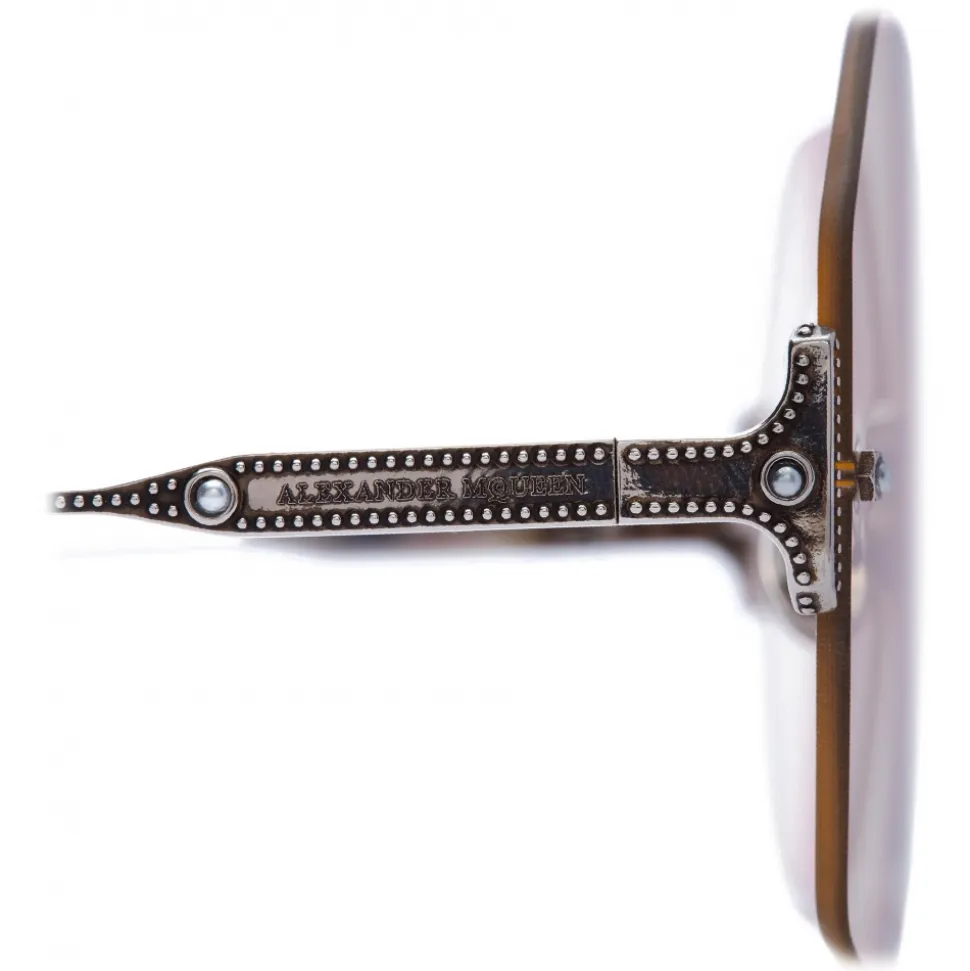 Alexander McQueen - Jeweled Hexagonal Sunglasses - Silver Red - Alexander McQueen Eyewear - Avvenice