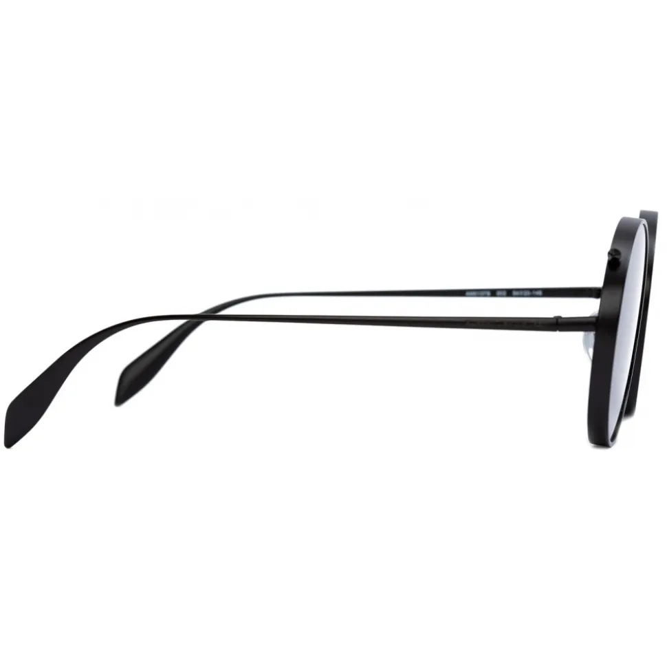 Alexander McQueen - Metal Round Piercing Sunglasses - Matte Black - Alexander McQueen Eyewear - Avvenice