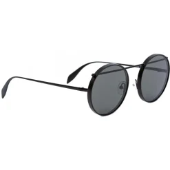 Alexander McQueen - Metal Round Piercing Sunglasses - Matte Black - Alexander McQueen Eyewear - Avvenice