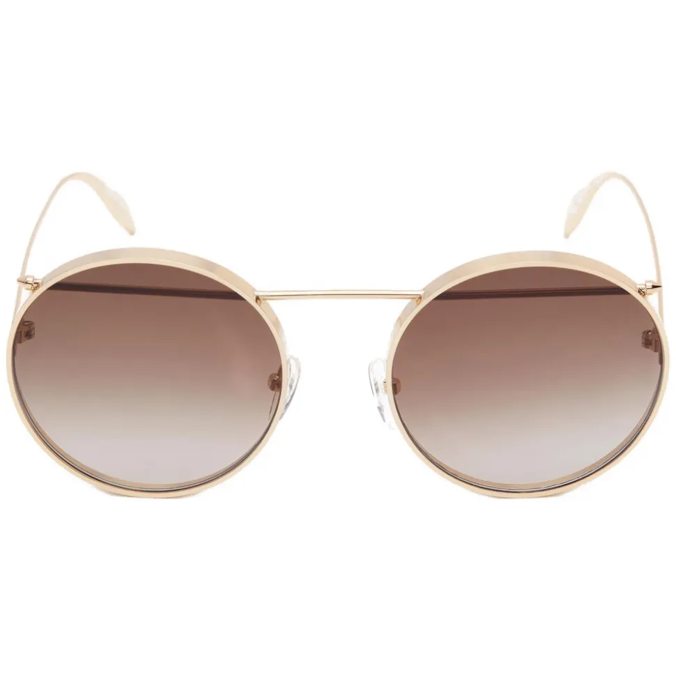 Alexander McQueen - Metal Piercing Frame Sunglasses - Gold Brown - Alexander McQueen Eyewear - Avvenice