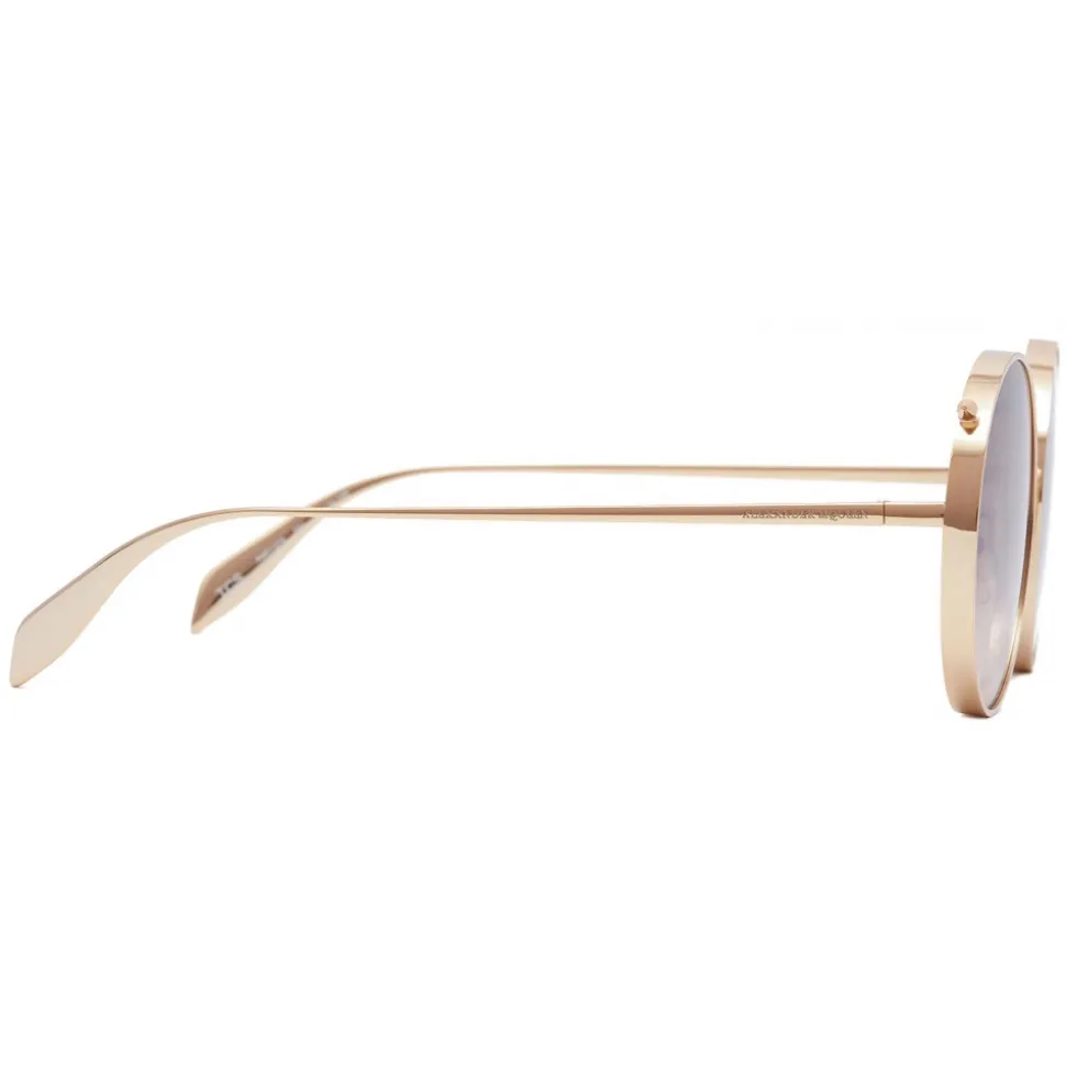 Alexander McQueen - Metal Piercing Frame Sunglasses - Gold Brown - Alexander McQueen Eyewear - Avvenice