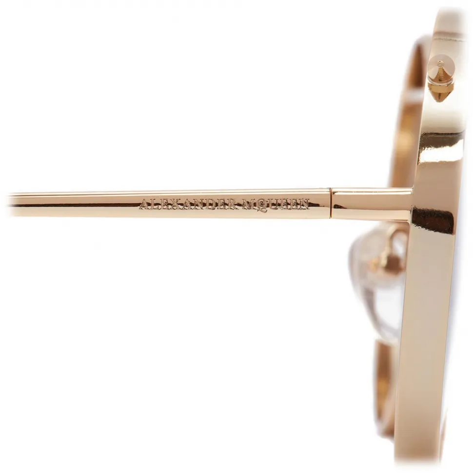 Alexander McQueen - Metal Piercing Frame Sunglasses - Gold Brown - Alexander McQueen Eyewear - Avvenice