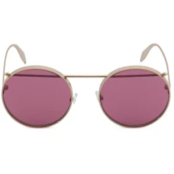 Alexander McQueen - Metal Round Piercing Sunglasses - Gold Violet - Alexander McQueen Eyewear - Avvenice