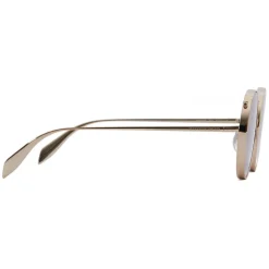 Alexander McQueen - Metal Round Piercing Sunglasses - Gold Violet - Alexander McQueen Eyewear - Avvenice