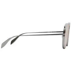 Alexander McQueen - Metal Aviator Piercing Sunglasses - Silver Violet - Alexander McQueen Eyewear - Avvenice