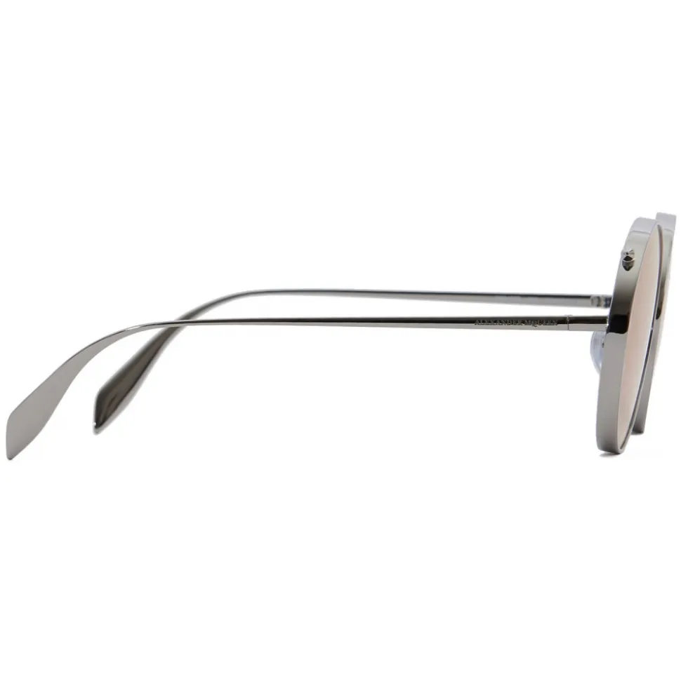 Alexander McQueen - Metal Round Piercing Sunglasses - Silver Violet - Alexander McQueen Eyewear - Avvenice