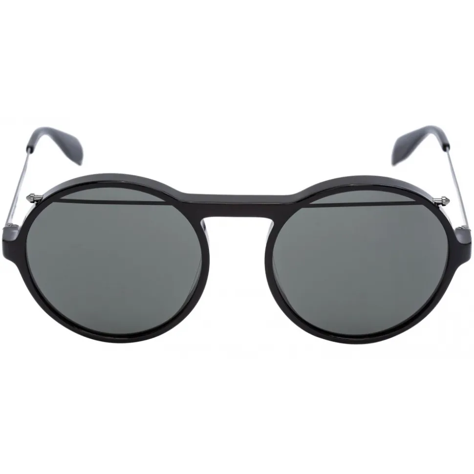 Alexander McQueen - Piercing Round Acetate Sunglasses - Black - Alexander McQueen Eyewear - Avvenice