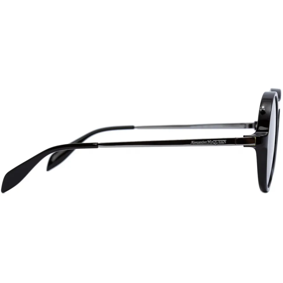 Alexander McQueen - Piercing Round Acetate Sunglasses - Black - Alexander McQueen Eyewear - Avvenice
