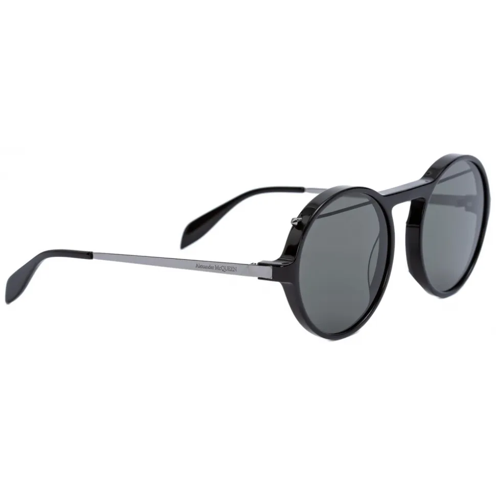 Alexander McQueen - Piercing Round Acetate Sunglasses - Black - Alexander McQueen Eyewear - Avvenice