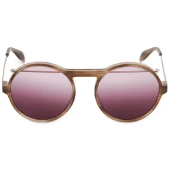 Alexander McQueen - Piercing Round Acetate Sunglasses - Light Havana Red - Alexander McQueen Eyewear - Avvenice