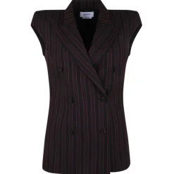 Alexander McQueen - Pinstripe Sleeveless Blazer - Black Burgundy - Alexander McQueen Exclusive Luxury Collection - Avvenice