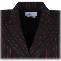Alexander McQueen - Pinstripe Sleeveless Blazer - Black Burgundy - Alexander McQueen Exclusive Luxury Collection - Avvenice