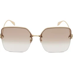 Alexander McQueen - Skull Jeweled Square Sunglasses - Gold Brown - Alexander McQueen Eyewear - Avvenice