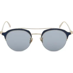 Alexander McQueen - Skull Panthos Metal Sunglasses - Gold Light Blue - Alexander McQueen Eyewear - Avvenice