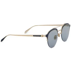 Alexander McQueen - Skull Panthos Metal Sunglasses - Gold Light Blue - Alexander McQueen Eyewear - Avvenice