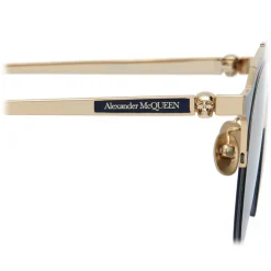 Alexander McQueen - Skull Panthos Metal Sunglasses - Gold Light Blue - Alexander McQueen Eyewear - Avvenice