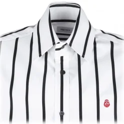 Alexander McQueen - Skull Striped Shirt - White Black - Alexander McQueen Exclusive Luxury Collection - Avvenice