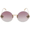 Alexander McQueen - Spider Jeweled Round Sunglasses - Gold Violet - Alexander McQueen Eyewear - Avvenice