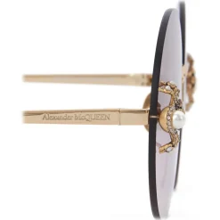 Alexander McQueen - Spider Jeweled Round Sunglasses - Gold Violet - Alexander McQueen Eyewear - Avvenice