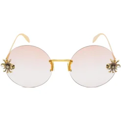 Alexander McQueen - Spider Jeweled Round Sunglasses - Gold Pink - Alexander McQueen Eyewear - Avvenice