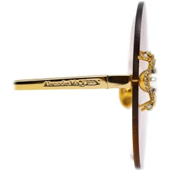 Alexander McQueen - Spider Jeweled Round Sunglasses - Gold Pink - Alexander McQueen Eyewear - Avvenice