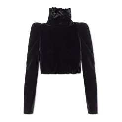 Alexander McQueen - Velvet Cropped Top - Black - Alexander McQueen Exclusive Luxury Collection - Avvenice