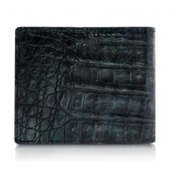 Ammoment - Caiman in Black Northern Light - Leather Bifold Wallet with Center Flap - Avvenice