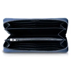 Ammoment - Caiman in Degrade Light-Dark Blue - Leather Long Zipper Wallet - Avvenice