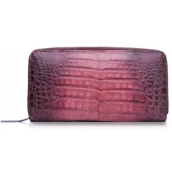 Ammoment - Caiman in Degrade Terracota-Black - Leather Long Zipper Wallet - Avvenice