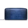 Ammoment - Caiman in Degrade Navy-Black - Leather Long Zipper Wallet - Avvenice