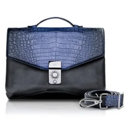 Ammoment - Caiman in Degrade Navy-Black - Leather Briefcase -  Orion Business Bag - Avvenice