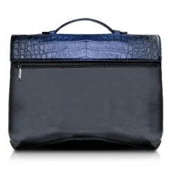 Ammoment - Caiman in Degrade Navy-Black - Leather Briefcase -  Orion Business Bag - Avvenice