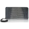 Ammoment - Caiman in Degrade Coal New Age - Leather Large Long Zipper Wallet - Avvenice