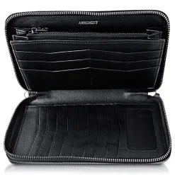 Ammoment - Caiman in Degrade Coal New Age - Leather Large Long Zipper Wallet - Avvenice