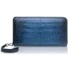 Ammoment - Caiman in Degrade Light-Dark Blue - Leather Large Long Zipper Wallet - Avvenice