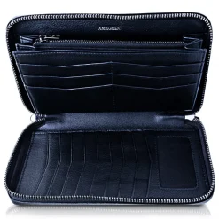 Ammoment - Caiman in Degrade Light-Dark Blue - Leather Large Long Zipper Wallet - Avvenice