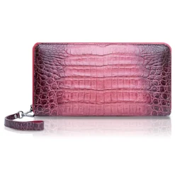 Ammoment - Caiman in Degrade Terracota-Black - Leather Large Long Zipper Wallet - Avvenice