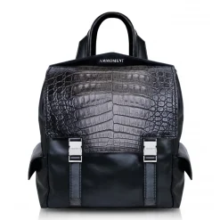 Ammoment - Caiman in Degrade Coal New Age - Leather Zane Small Backpack - Avvenice