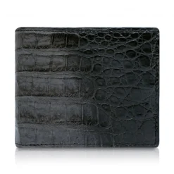 Ammoment - Caiman in Degrade Coal New Age - Leather Bifold Wallet with Center Flap - Avvenice