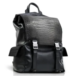 Ammoment - Caiman in Degrade Coal New Age - Leather Zane Large Backpack - Avvenice