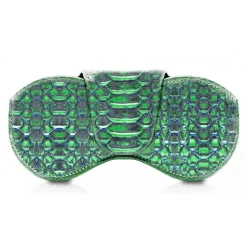 Ammoment - Eyeglass Case - Python in Crocus Green Metallic - Luxury Eyeglass Leather Cover - Avvenice