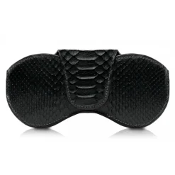 Ammoment - Eyeglass Case - Python in Black - Luxury Eyeglass Leather Cover - Avvenice