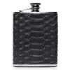 Ammoment - Hip Flask - Python in Black - Luxury Stainless Steel Hip Flask in Leather - Avvenice
