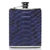 Ammoment - Hip Flask - Python in Blue Navy - Luxury Stainless Steel Hip Flask in Leather - Avvenice