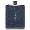 Ammoment - Hip Flask - Stingray in Blue Navy - Luxury Stainless Steel Hip Flask in Leather - Avvenice