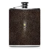 Ammoment - Hip Flask - Stingray in Brown - Luxury Stainless Steel Hip Flask in Leather - Avvenice