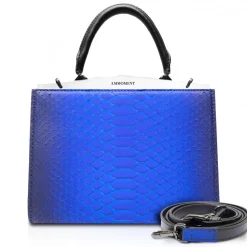 Ammoment - Jena Handbag Large in Python - Petale Blue - Luxury High Quality Leather Bag - Avvenice