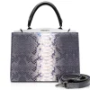 Ammoment - Jena Handbag Large in Python - Baikal Blue - Luxury High Quality Leather Bag - Avvenice