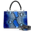 Ammoment - Jena Handbag Large in Python - Alien Blue - Luxury High Quality Leather Bag - Avvenice